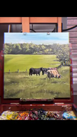 Painted these cows from a farm near Steeles and Bell School Line here in Milton. Love finding inspiration close to home.  #pleinairpainting #miltonontario #canadianartist #oilpainting #landscapepainting    