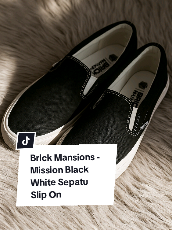 Brick Mansions - Mission Black White Sepatu Slip On #brickmansions #sepatu #sepatuslipon #sepatuhitam #mission 