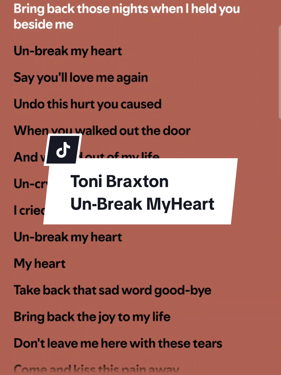 Toni Braxton - Un-Break MyHeart  #tonibraxton #unbreakmyheart #music #lyrics 