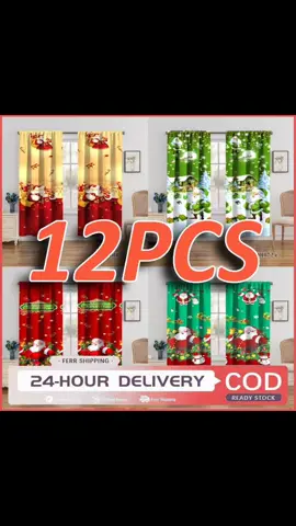 12 Pieces Christmas Curtains – 2025 New Design festive curtains (85x190cm) perfect for windows or doors. Add a joyful holiday touch to your home with these Christmas-themed kurtina sa bintana. Ideal for Christmas décor and gift ideas! #LaPuraCrema 