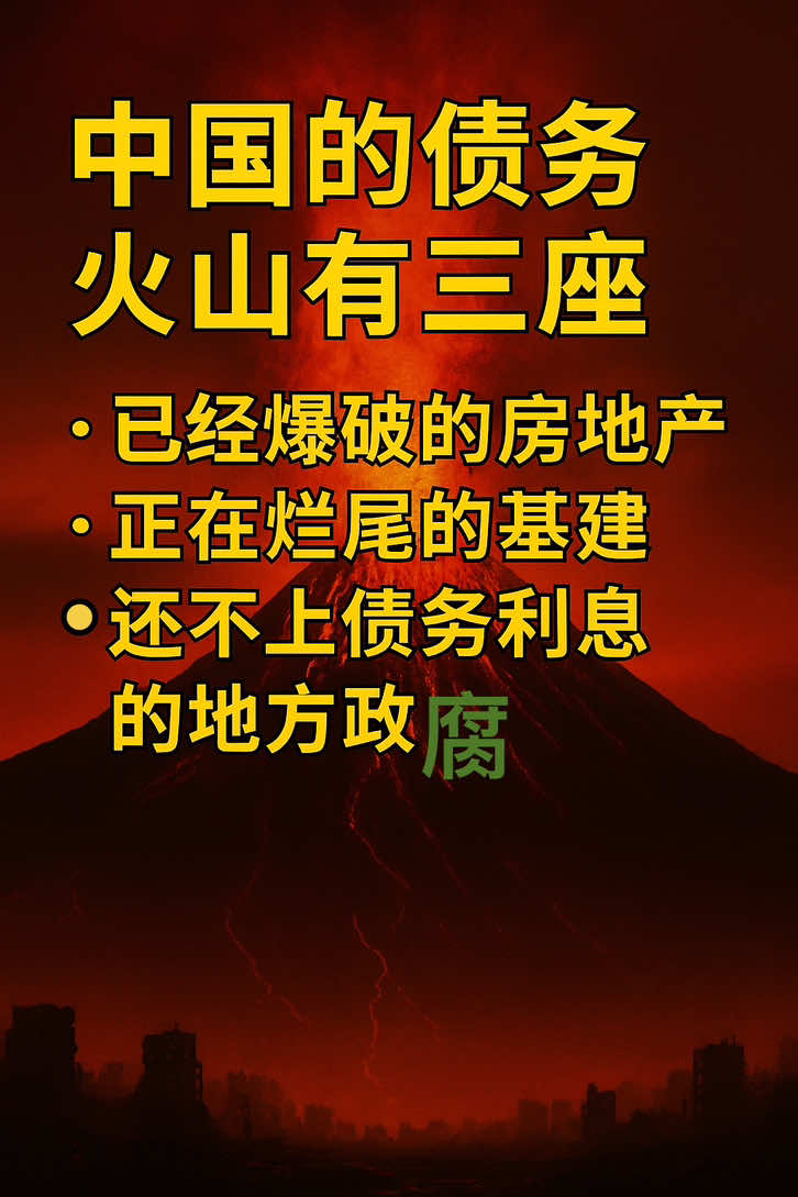 中国的债务火山：三座泡沫正在塌陷，房地产爆了，基建烂了，地方政府还不上债#中国经济 #债务危机 #房地产泡沫 #基建危机 #地方债务          