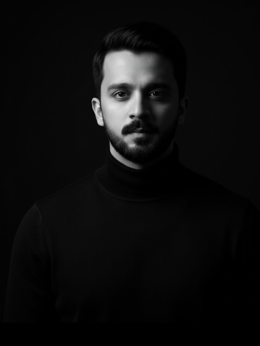 To take your AI photos with Gemini 👇 1. Open Google Gemini 2. Add your photo 3. Paste this prompt & done! ✨ “Create a hyper-realistic black & white portrait of a man with the same face as in the given photo. Keep features & expression same. Use soft studio light, black background & cinematic look.” 🎥🖤 #GoogleGemini #AIPortrait #GeminiAI #AIphoto #rajabbutt  @Rajab Family @Rajab butt 