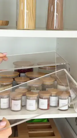 Space-saving hack! Great for maximising pantry space, and elevating jars so every label stays visible and easy to identify.#pantryorganisation #smallpantry #spacesavinghack #storagehack #pantryjars