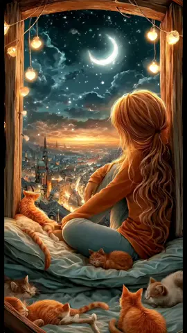 Bajo el cielo que duerme #dormirzen  #relaxnight  #catsandstars  #momentocalma  #nocheserenas 