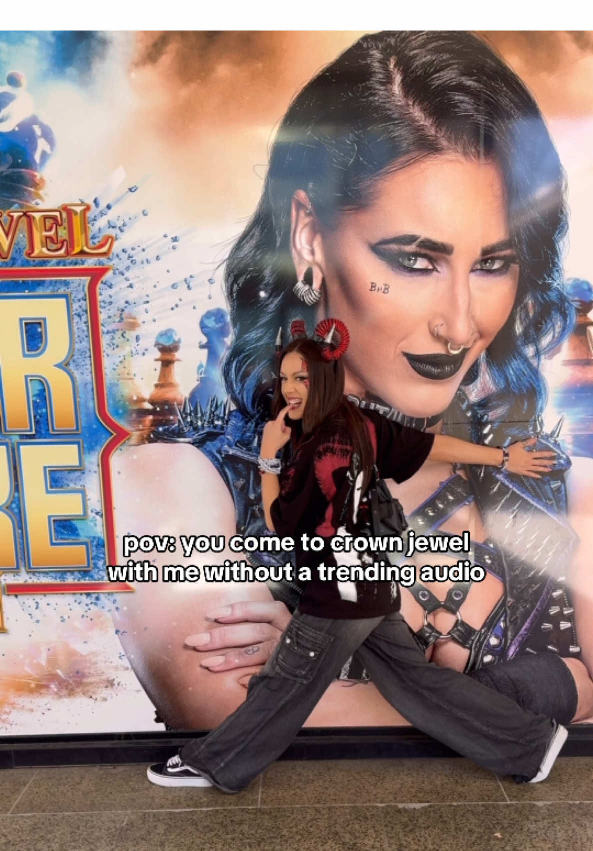 Such an amazing day/night yesterday. Lots of side quests leading up to Crown Jewel with @Angie Jane haha! The memories from this weekend is one I will cherish forever 🖤⛓️🎀 (Shoutout to @Take Flight & my husband @DXVNDRE such a good pop up) #WWE #crownjewel #wwecrownjewel #prowrestling #wwetiktok 