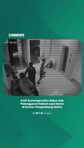 Andi Sumangerukka menyebut ada dugaan pelanggaran hukum saat unjuk rasa mahasiswa di Kantor Badan Penghubung Sulawesi Tenggara (Sultra), Jalan Rawasari Barat, Kelurahan Cempaka Putih Timur, Kecamatan Cempaka Putih, Jakarta Pusat. Dugaan pelanggaran hukum yang dimaksud Andi  Sumangerukka ketika beredar potongan video perusakan aset dan fasilitas Kantor Badan Penghubung Sultra di Jakarta. Dalam potongan video CCTV yang beredar di media sosial, seorang terlihat pria berlari kecil lalu melayangkan tendangan ke arah landing operating panel (LOP) di samping pintu lift. Aksi itu terekam CCTV pada Selasa, 7 Oktober 2025, pukul 00.55. Potongan rekaman CCTV lainnya menunjukkan seorang pria sedang memegang telepon genggam sambil duduk di kursi lalu menaikkan kakinya ke atas meja monitor. Dalam rekaman video lainnya, beberapa bagian ruangan tampak berserakan dengan pakaian dan koper. “Anda lihat video-video itu. Dia sudah melakukan kegiatan-kegiatan merusak. Merusak nama baik kita. Itu sudah masuk pada kategori pelanggaran hukum. Jadi harus dilihat dulu posisinya, kenapa perlu dilaporkan,” kata Andi Sumangerukka di Kendari, Jumat (10/10/2025) malam. Dari laporan itu, aparat dari Polres Metro Jakarta Pusat melakukan penangkapan paksa terhadap 100 mahasiswa asal Sultra pada Rabu, 8 Oktober 2025. Upaya penangkapan paksa juga menyebabkan sejumlah mahasiswa mengalami luka-luka. Namun, Andi Sumangerukka mengeklaim dia yang meminta para mahasiswa dipulangkan dari Polres Metro Jakarta Pusat. Setelah permintaan mahasiswa dipulangkan, ia mengaku memerintahkan staf di Kantor Badan Penghubung Sultra segera mencabut laporannya. “Terus tadi malam saya dilaporkan bahwa mereka semua dibawa ke kantor polisi. Saya yang perintahkan malam itu dipulangkan semua, bukan orang lain. Itu boleh Anda tanya ke kantor polisi. Kalau saya memerintahkan untuk pulangkan, berarti saya bisa memerintahkan untuk mencabut,” ungkapnya. Laporan polisi bermula ketika mahasiswa Sultra di Jakarta menduduki kantor badan penghubung sambil membawa koper. Mereka mendatangi kantor badan penghubung, karena tak lagi punya tempat tinggal. Aksi itu sekaligus protes dan kekecewaan terhadap Gubernur Sultra, Andi Sumangerukka, karena tak kunjung menunaikan janjinya membayar sewa kontrakan dan membangun mes mahasiswa. #kendariinfo #kendari #sulawesitenggara #sultra 