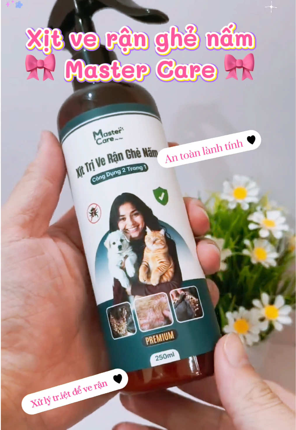Chân ái cho các sen nuôi chó mèo . Từ ngày dùng xịt nhà Master Care mình k  lo các bé ve rận nữa 😍 #LearnOnTikTok #mastercare #xitveran #xitveranchomeo #triveranchomeo 