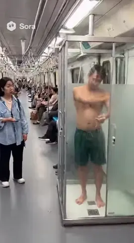 捷運沐浴專區 通勤族的移動SPA #sora2 #fyp #2025 #fypシ゚ #aiart #aigenerated #ai #aiwork #meme #taiwan #MRT #spa #捷運 #洗澡 #bath #shower 