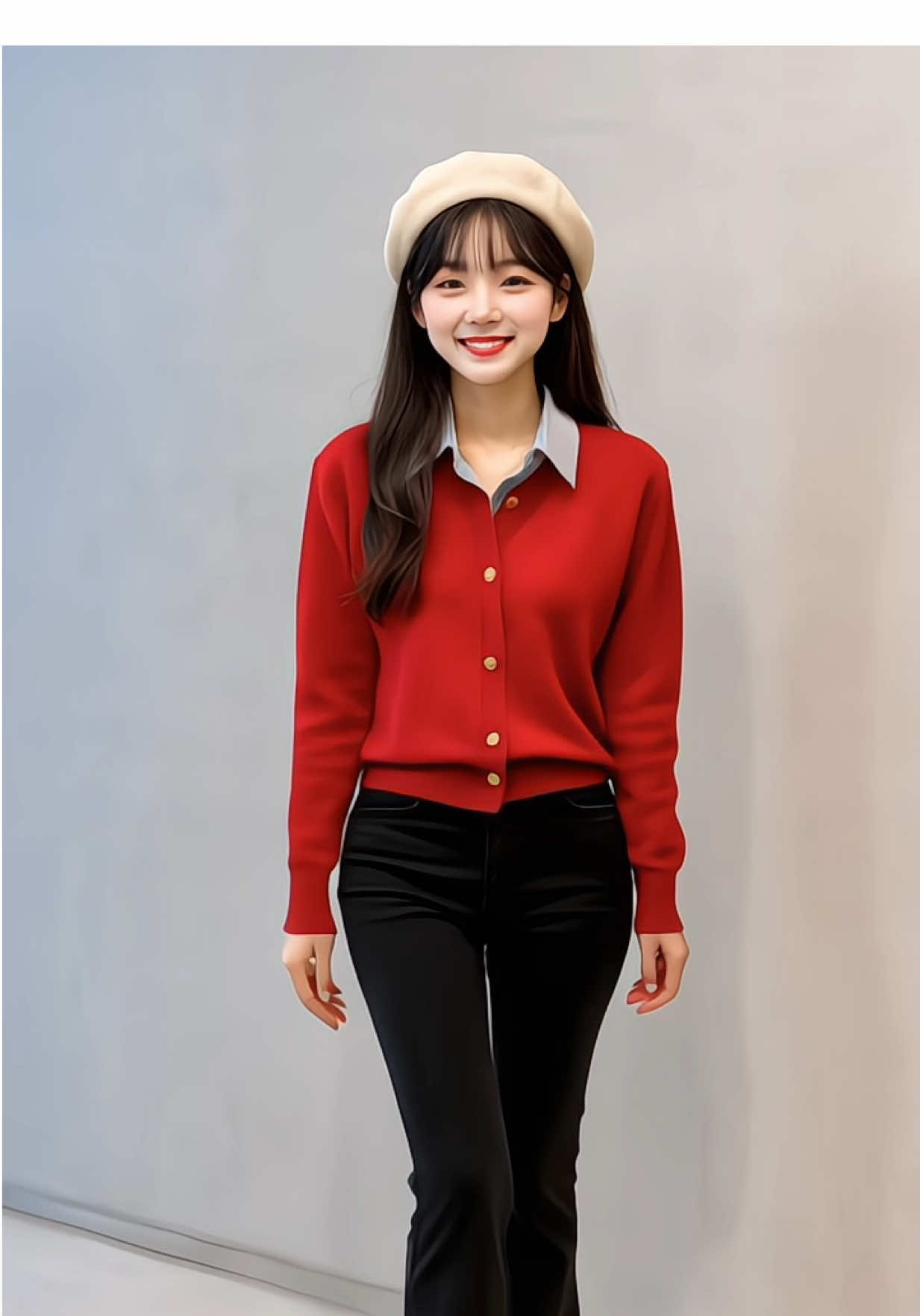 Áo len dệt kim phối cổ sơ mi. #thoitrang #thoitrangnu #aothudongnu #aolennu #aothudongnu 