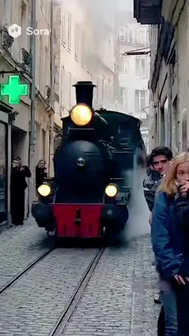 Craziest street ever! The train flies right past your nose! 🚂💨 #CrazyTrain #EuropeTravel 