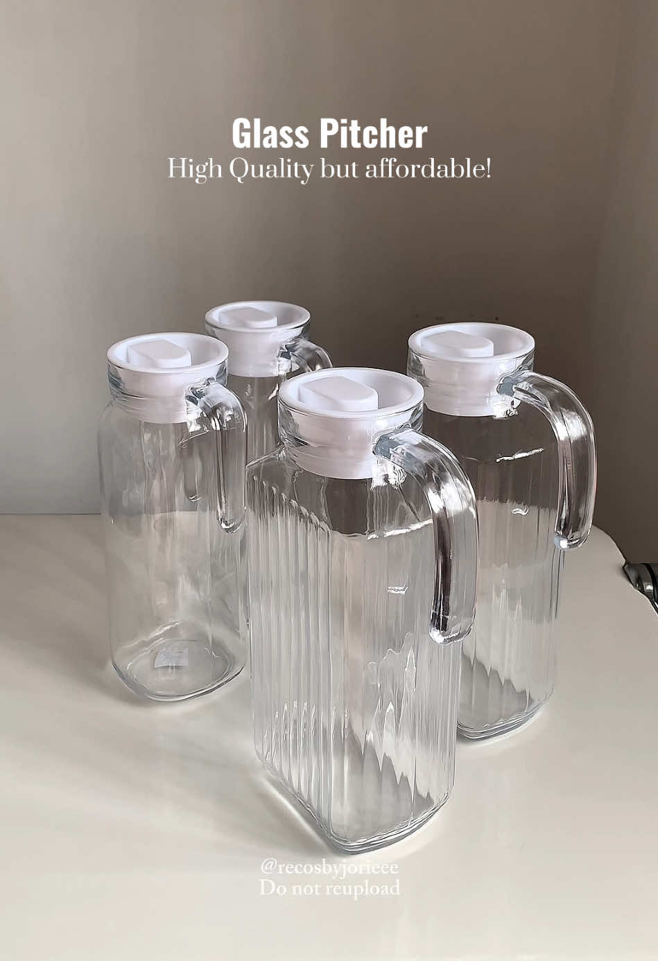 Palitan mo na yang plastic mong pitchel sa mas safer and very affordable but safe glass pitcher!! 💯💯💯 #glasspitcher #highquality #budgetfriendly #reco #glass 