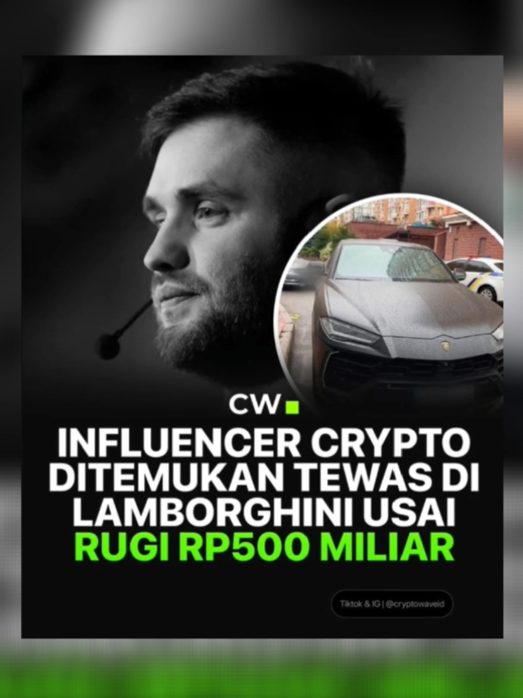 Seorang influencer crypto ditemukan tewas di Lamborghini usai rugi Rp500 Miliar #cryptowave #news #influencer #crypto #bitcoin 