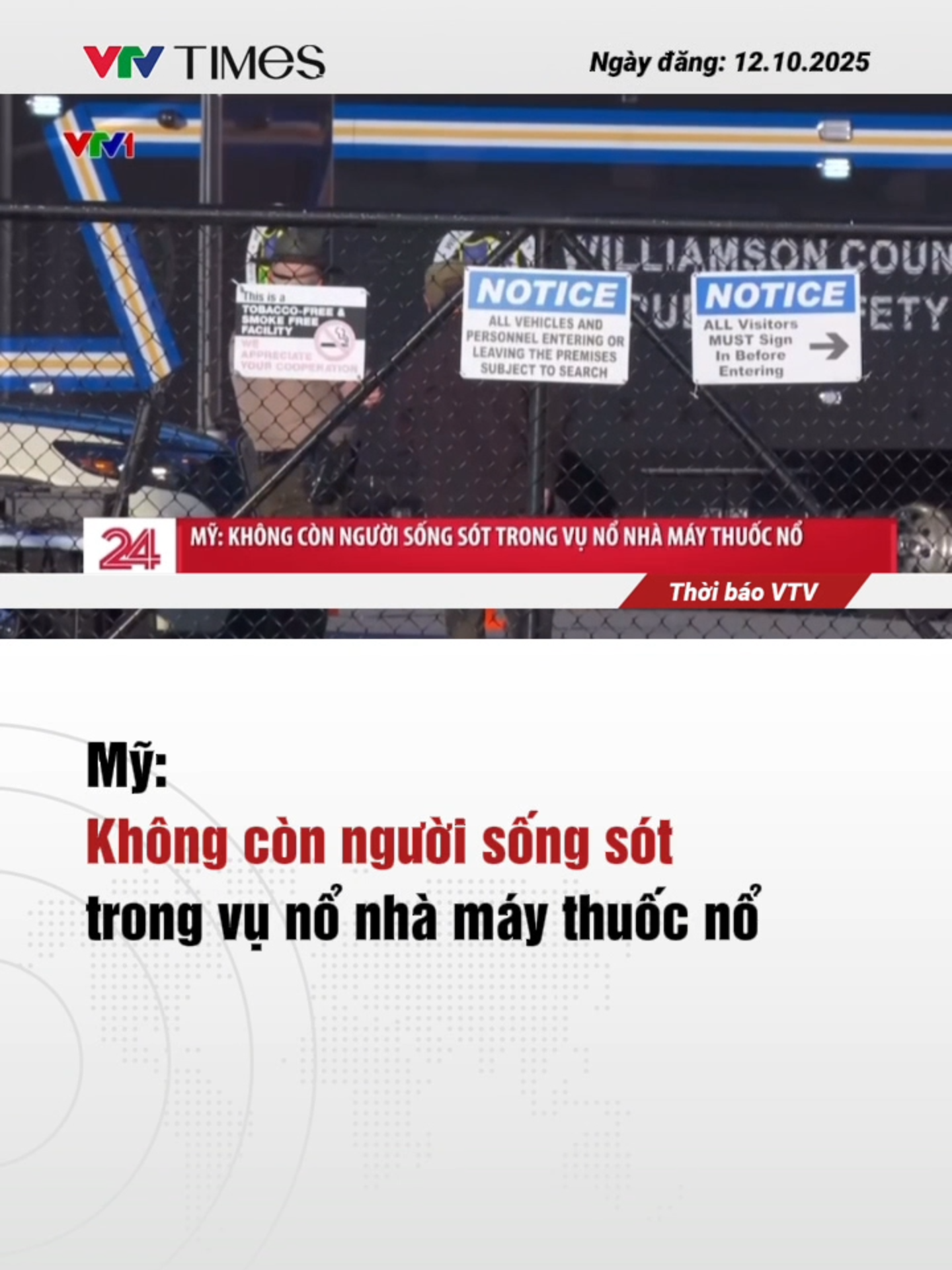 Giới chức Mỹ cho biết không còn hy vọng tìm thấy người sống sót sau vụ nổ lớn tại một nhà máy sản xuất thuốc nổ phục vụ các lĩnh vực quân sự và thương mại ở bang Tennessee khiến 18 người mất tích. #vtvtimes #vtvonline #tintuc #news #tiktoknews #my #nonhamay #thuocno #quansu