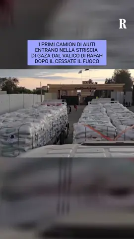 Sono stati fatti entrare nella Striscia di Gaza, attraverso il lato egiziano del valico di Rafah, i primi camion di aiuti umanitari in seguito all'accordo di cessate il fuoco. Tra i punti da rispettare c'è anche la distribuzione da parte di Israele di beni di prima necessità, come cibo e attrezzature mediche e la possibilità dei mezzi di circolare liberamente tra il nord e il sud di Gaza sulle due strade principali. #Gaza #Israele #aiutiumanitari #camion