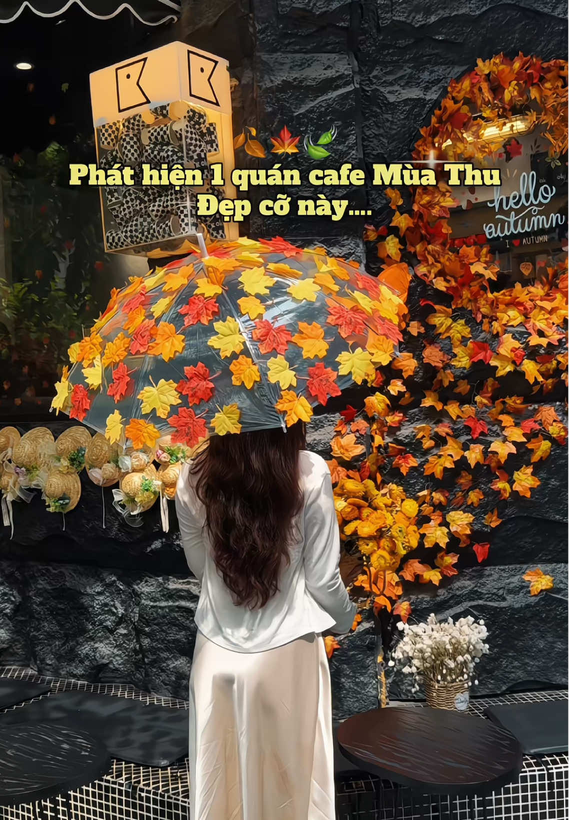 🍂 quán đẹp mà ngỡ AI 😭 . ghé checkin quán này liền cho tuii trước khi Viral  #reviewquancafe #checkinsongao #cafehanoi #muathuhanoi #xuhuong 
