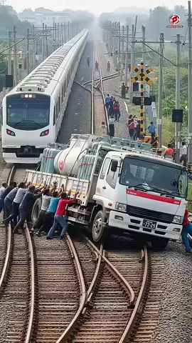 LPG Truck Gets Stuck on Train Tracks — High Explosion Risk!