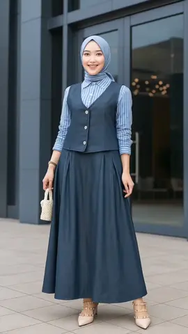 Fiar Fashion 3in1 oneset zerin lengan panjang rok belakang karet denim katun  #onesetwanita #onesetrokdenim #outfitinspirasi #OOTD 