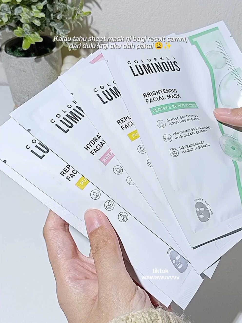 Sheet mask from colorkey ! 🩷💜💛💚 #colorkey #colorkeymy #masksheet #sheetmask 