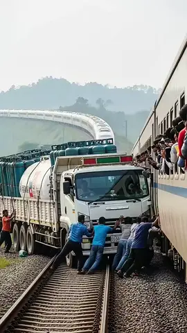 Truck Fails to Cross and Gets Stuck on the Railway Tracks!