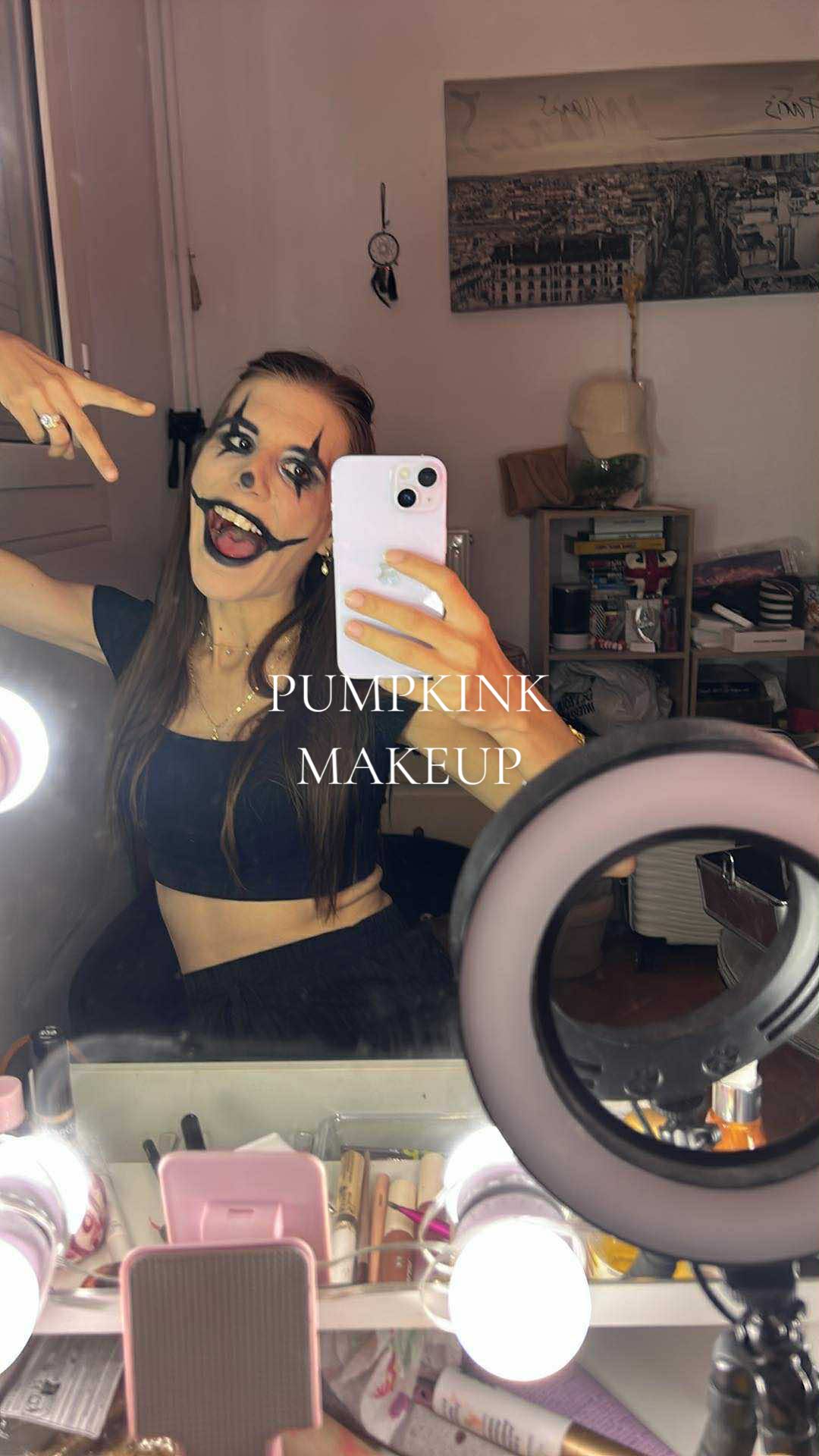 HAHAH 🎃🖤🤫 #pumpkin #pumpkinmakeup #makeup #halloweenmakeup #halloween 