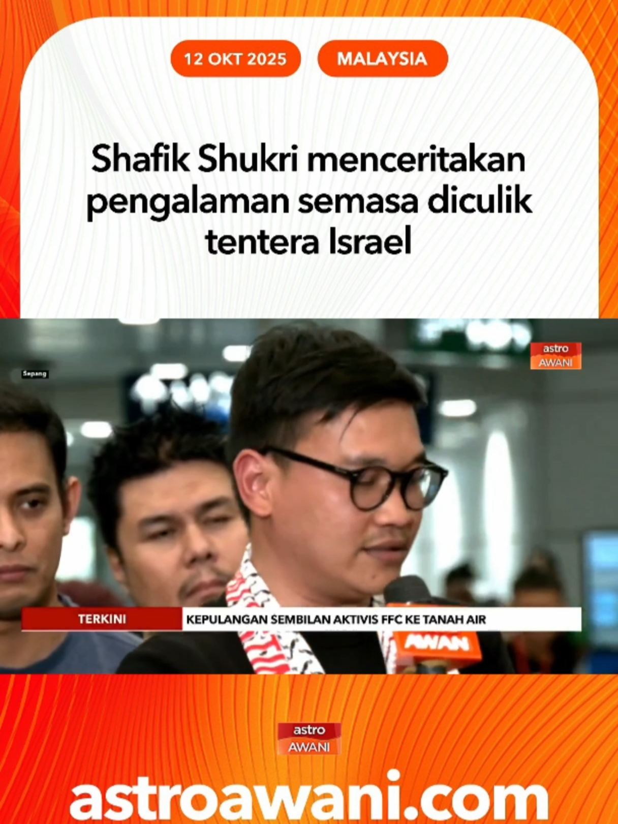 Wartawan Astro AWANI, Syafik Shukri Abdul Jalil menceritakan pengalaman beliau semasa ditahan dan diculik oleh tentera Israel semasa pelayaran misi Freedom Flotilla Coalition dan Thousands Madleen To Gaza (TMTG). #AWANInews