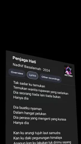 Penjaga Hati - Nadhif Basalamah. #fyp  #music  #soon  #sitelirycs  #fyppppppppppppppppppppppp 