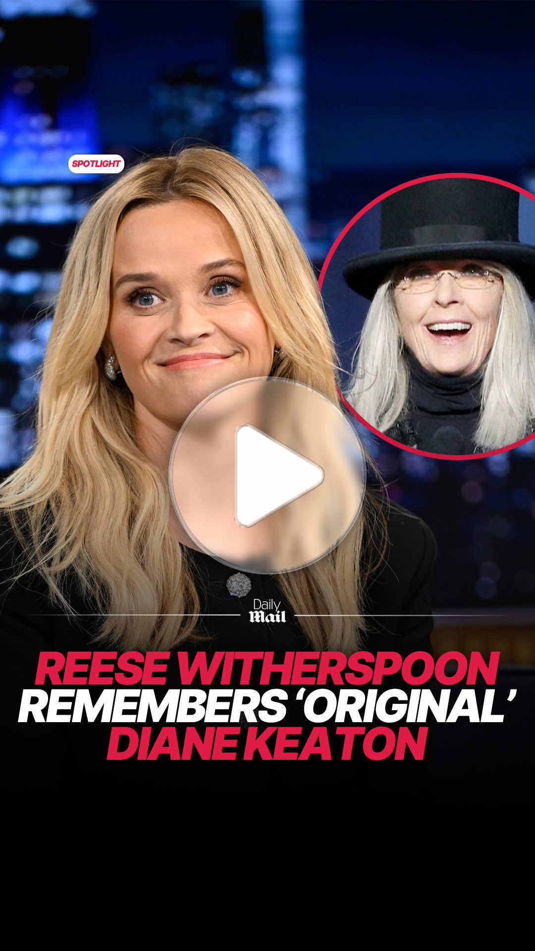 Reese Witherspoon has delivered an emotional tribute to Diane Keaton today, just hours after the star's death at the age of 79 was publicly announced. Witherspoon was on stage at an event in Los Angeles today, addressing a crowd full of people, when she took a few minutes to address the breaking news of Keaton's death. 🎥 Instagram / reesewitherspoon / hellosunshine #news #actress #hollywood #restinpeace #icon 