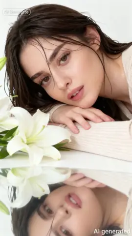Cinematic Reflection Photoshoot Prompt: Create a dreamy portrait of me lying gracefully beside white lilies, my head resting gently on my arms, is reflected perfectly on a glossy black surface. Soft cinematic lighting highlights my glowing skin and delicate features, with wet strands of hair framing my face. The mood is ethereal, romantic, and artistic, with a serene atmosphere, utra-realistic, high detail, professional studio photography, 8k. 9:16 ratio  #CapCut #cinematic #myreflection #photoshoot 