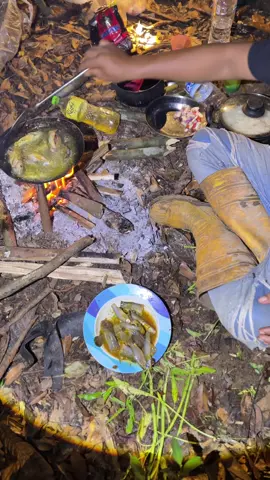 Suasana malam dihutan,ada aja lauk makan malam#camping #bermalamdihutan 