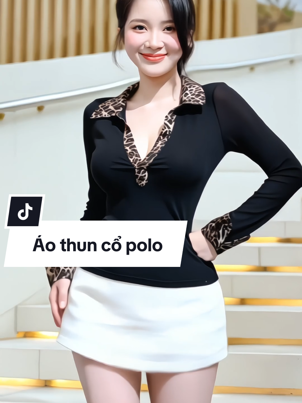Áo thun nữ dài tay cổ polo phối họa tiết vằn điểm nhấn sang chảnh #aothunnu #aothunpolo #aothundaitay #aothudong #xuhuong 