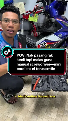 POV: Nak pasang rak kecil tapi malas guna manual screwdriver—mini cordless ni terus settle#minicordlessscrewdriver 