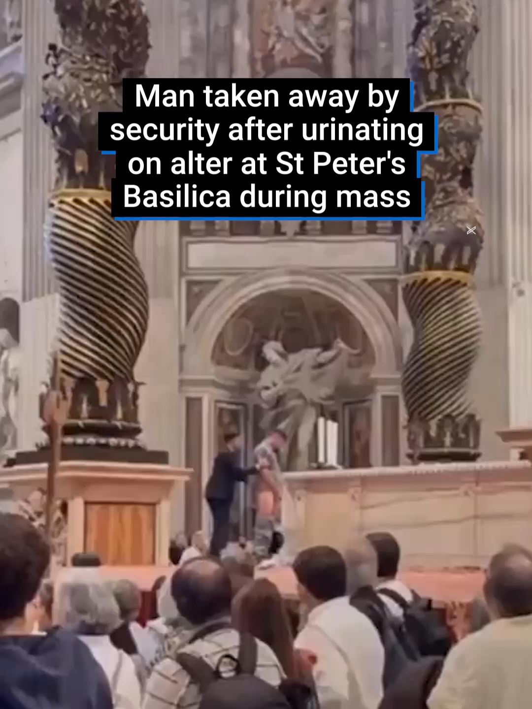 A man urinated on the Vatican’s holiest altar in front of hundreds of horrified worshippers, according to local reports. The man was arrested after being led away by plainclothes police officers, the Italian newspaper Corriere della Sera reported. #stpeter #mass #vatican #catholic