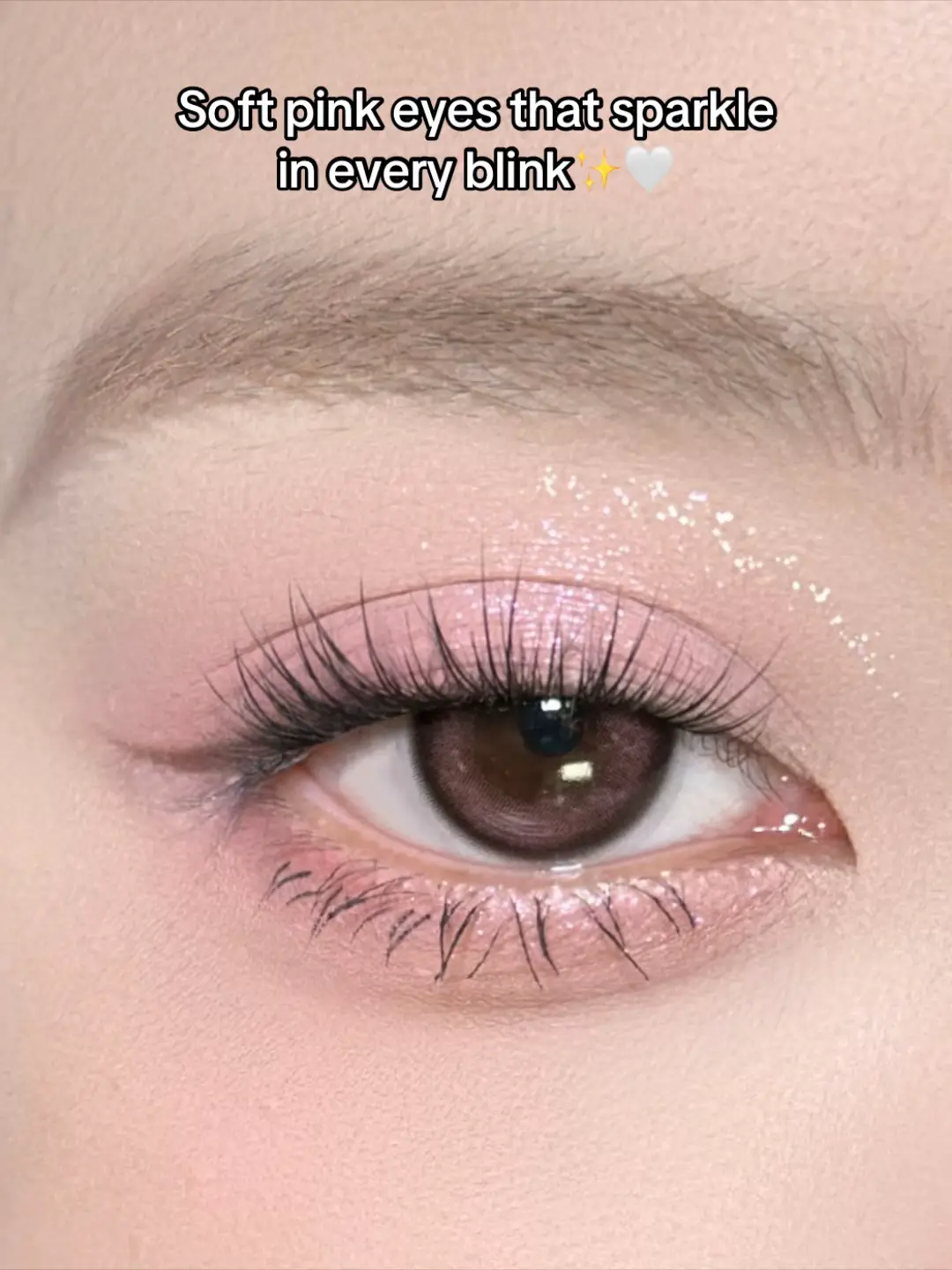 Blushing pink eyes with a hint of glitter — simple, dreamy, and sweet 💕 #SoftGlam #PinkEyeshadow #KbeautyLook #eyemakeup #fyppppppppppppppppppppppp 