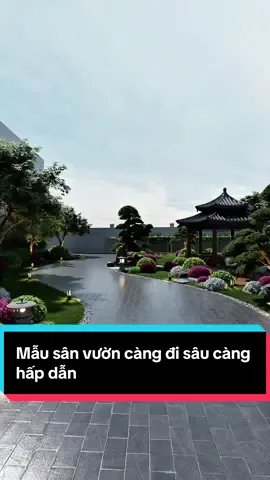 Sân vườn kết hợp đường đi ô tô vững chắc . Hai bên khuôn viên tạo điểm nhấn cùng hồ Koi và nét lượn sân vườn càng đi sâu càng hấp dẫn #thietkesanvuon #sanvuonphuongdong #sanvuondep 