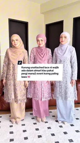 Kurung unattached lace ni wajib ada dalam almari kalau pakai pergi mana2 event confirm korang yang paling cantik 🔥‼️ Jom masuk live launching esok Isnin jam 9pagi 📍 #nfhboutiquegallery #kurung #kurungcantik #bajuwanita #kurungviral 