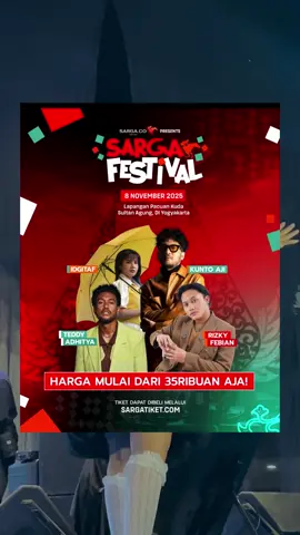 warga jogja dan sekitarnya sudah siap untuk nyanyi lagu Alamak dan Sedia Aku Sebelum Hujan di acara @Sarga Festival  📅 8 November 2025 📍Lap. Pacuan Kuda Sultan Agung, Yogyakarta 🎟️ sargatiket.com #sargafestival #dolankonser #konserjogja #infokonser #jogja 