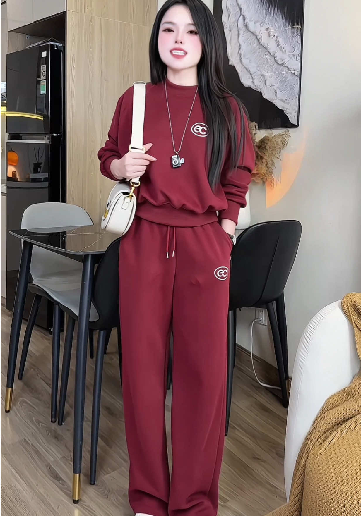 Set bộ nỉ thêu cao cấp quần suông  ecochic mẫu thu đông 2025 đẹp xỉu #setbo #setboxinh #setbonu #setbothethao #setboni