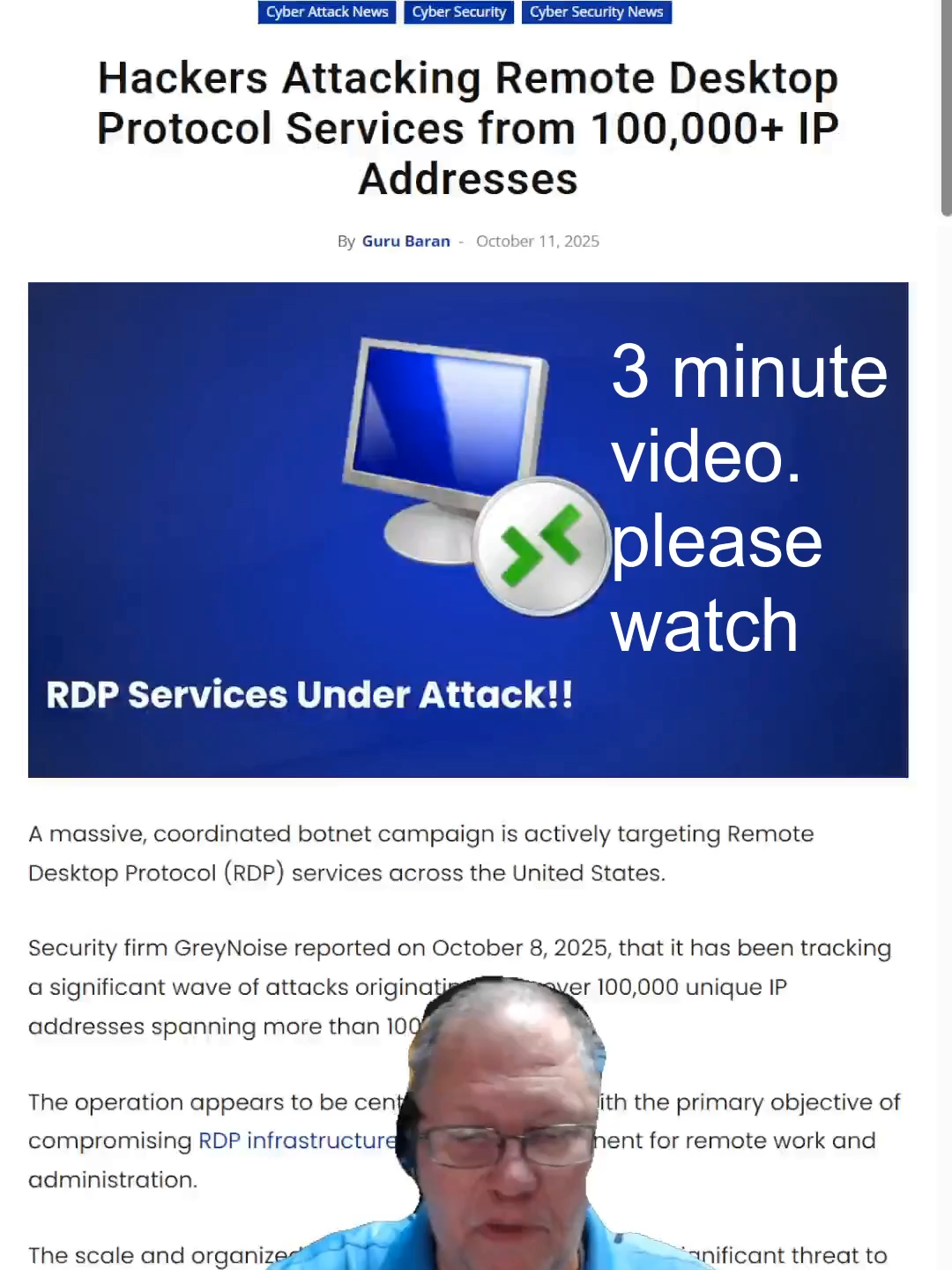10-12-2025 #Remote #Desktop #Protocol #Services  #RDP is #under #attack If you have never used it, or have no idea what it is, follow the tutorial to uninstall it from your PC.  Generally it is installed by default. #ComputerGarageLLC https://dejubi.com https://cybersecuritynews.com/hackers-attacking-rdp-services/