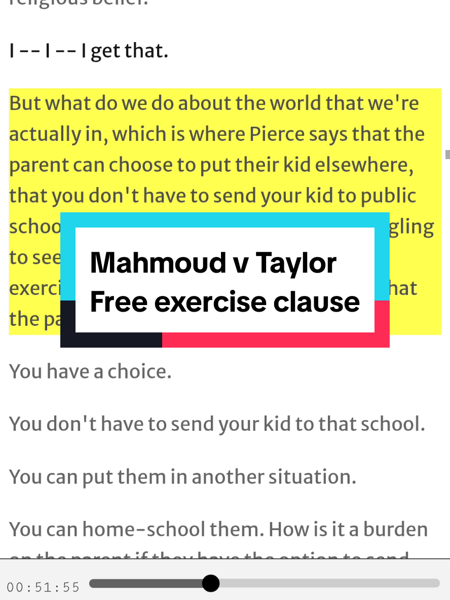 Mahmoud v Taylor (2025) Another great point by Justice Jackson. #lgbtq #supremecourt #equality #constitutionallaw #freeexerciseclause 