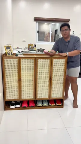 FH Bamboo Shoe cabinet With Rattan Door 7 Layers #rattan #bambooshoerack #woodenshoerack #shoerack #woodencabinet 