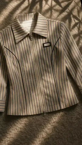 FADFAD Atasan kemeja lengan panjang panjang garis-garis modis untuk wanita...#OOTD #kemejawanita #outfitwanita #atasanwanita 