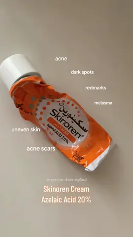 SKINOREN CREAM AZELAIC ACID 20% My holygrail product for acne treatment! Usually takes a few weeks (4-8) to see improvement. More significant changes (such as fading pigmentation or full clearing) may take several months.  ✨🧡 #acnetreatment #musthave #skinorencream #azelaicacid #skincare 