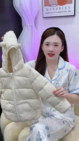 Áo Phao Kid Trơn Trần Bông Tai Gấu #conlamiaday 