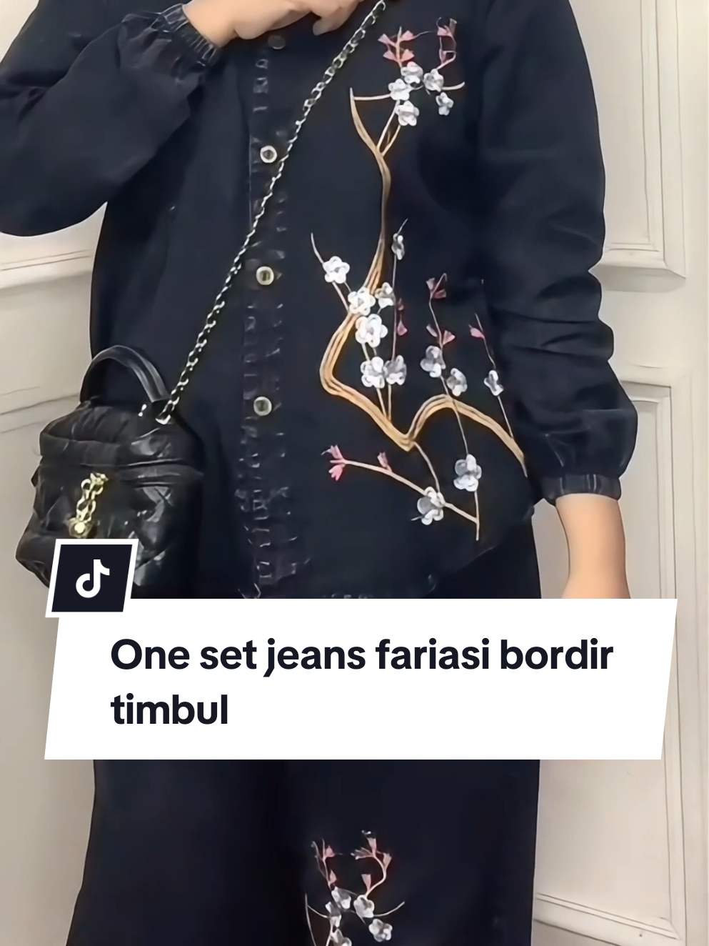 One set jeans fariasi bordir timbul premium tersedia 4 fariasi warna #jeansbordir #onesetviral #bajujeanswanita #bajuwanita 