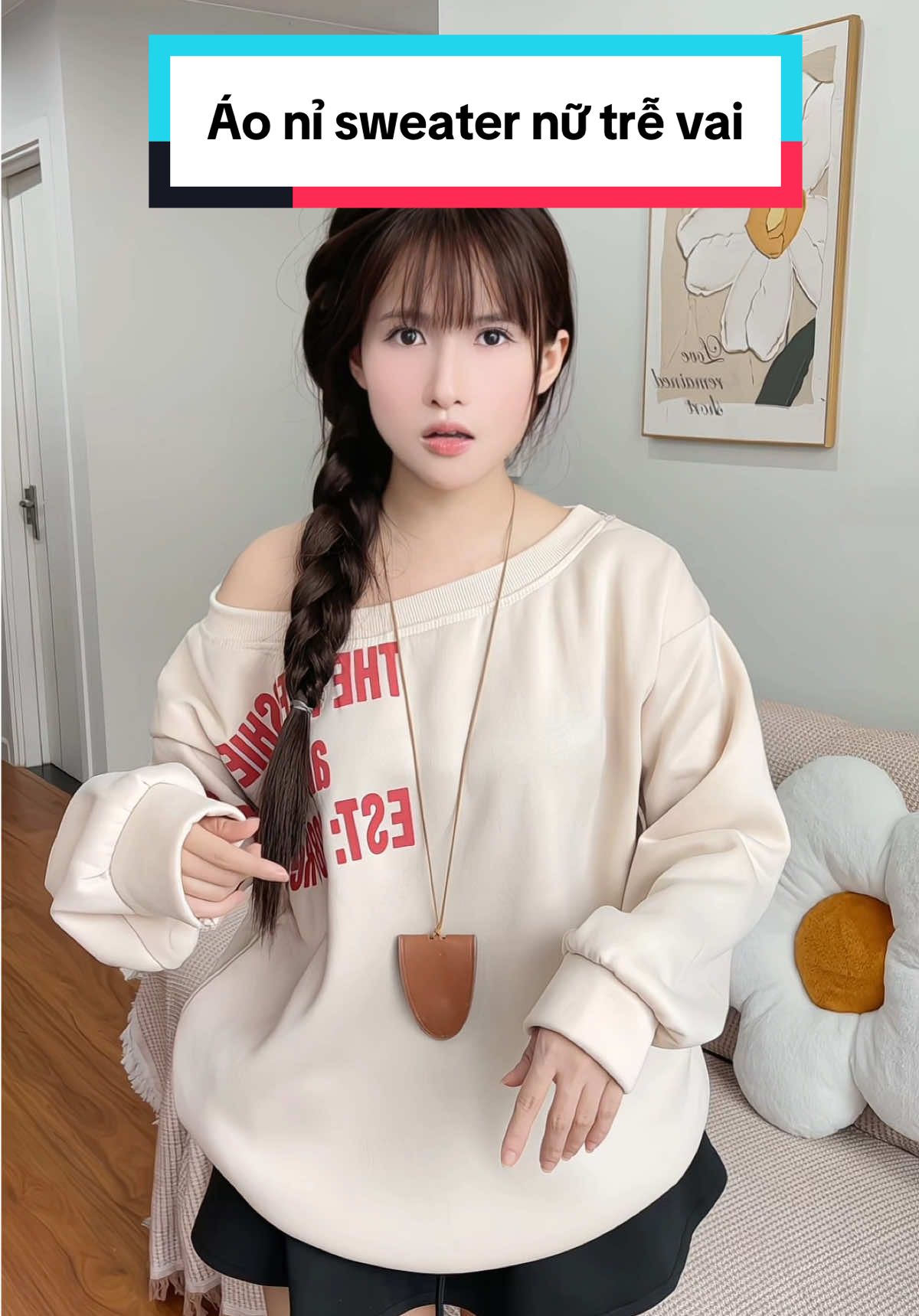 Áo nỉ sweater nữ trễ vai #aoni #lotbong #sweater 
