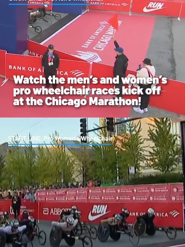 Chicago Marathon 2025 officially begins!  Tap the 🔗 to watch LIVE! #chicagomarathon #chicagomarathon2025 #wheelchair