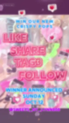 “🚨 GIVEAWAY ALERT 🚨 We’re giving away 3 of our NEW Rice Crispy Pops 🍭✨ Labubu, Demon Hunter & Dubai Edition 🍫🌺 One lucky winner takes them all! Enter now on Instagram 👉 @sweets_by_lynn808 💝 Winner announced Sunday evening 🎉 Don’t sleep on this!” Hashtags: #RiceCrispyPops #LabubuTreats #DemonHunterBar #DubaiBar #SweetsByLynn808               