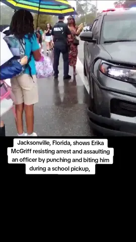 #Jacksonville #florida  shows #ErikaMcGriff resisting arrest and assaulting an officer by punching and biting him during a school pickup,  #HaloLaw 
