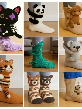 🐾 Let Your Socks Do the Talking This Season! ✨ Who says everyday essentials can't be delightful? Our 3D knit animal socks bring a touch of playful charm to your daily routine – whether you're dashing to the shops or enjoying a cosy day at home. Each pair is lovingly crafted with breathable softness that feels like a gentle hug for your feet 🧦💫 From majestic red pandas to sleepy sloths, there's an animal companion waiting to brighten your day and spark conversations! 👉 Find your favourite furry friend today – perfect for gifting or treating yourself! 🎁