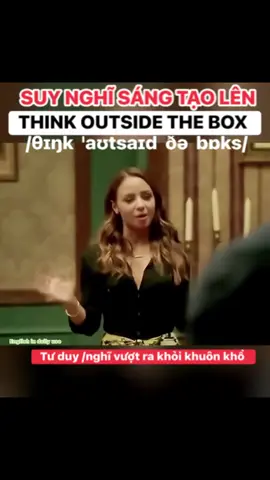 TƯ DUY SÁNG TẠO.// SUY NGHĨ KHÁC BIỆT.// NGHĨ VƯỢT RA KHỎI KHUÔN KHỔ THINK OUTSIDE THE BOX /θɪŋk  ˈaʊtsaɪd  ðə  bɒks/ 🇬🇧 English meaning: To think creatively and come up with new, unconventional ideas instead of following traditional or obvious ways of thinking. ✅ In short: 👉 To think differently, creatively, or innovatively. 🪶 Literal meaning (nghĩa đen): think = suy nghĩ outside the box = bên ngoài chiếc hộp → Nghĩa đen: “Suy nghĩ ra ngoài chiếc hộp.” Chiếc “hộp” (the box) tượng trưng cho giới hạn, quy tắc, hay lối mòn tư duy. Nghĩa là đừng để mình bị gò bó trong khuôn khổ, hãy bước ra ngoài để nhìn vấn đề khác đi. 🇻🇳 Nghĩa tiếng Việt: “Suy nghĩ sáng tạo / Suy nghĩ khác biệt / Nghĩ vượt ra khỏi khuôn khổ.” 💬 Examples: If we want to solve this problem, we need to think outside the box. → Nếu chúng ta muốn giải quyết vấn đề này, ta cần suy nghĩ sáng tạo hơn. The company encourages employees to think outside the box. → Công ty khuyến khích nhân viên tư duy đổi mới, không theo lối mòn. #english #tiếnganh #trending #xuhuong #LearnOnTikTok 